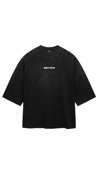 REVON black oversized heavyweight streetwear T-shirt front view