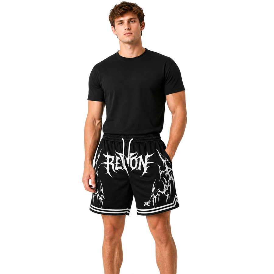Model wearing the black Legacy Shorts
